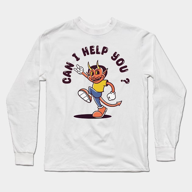 devil walking cartoon Long Sleeve T-Shirt by Rantang Kecil